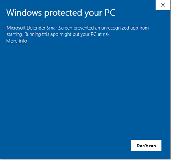 Windows Dialog box - Microsoft Defender 